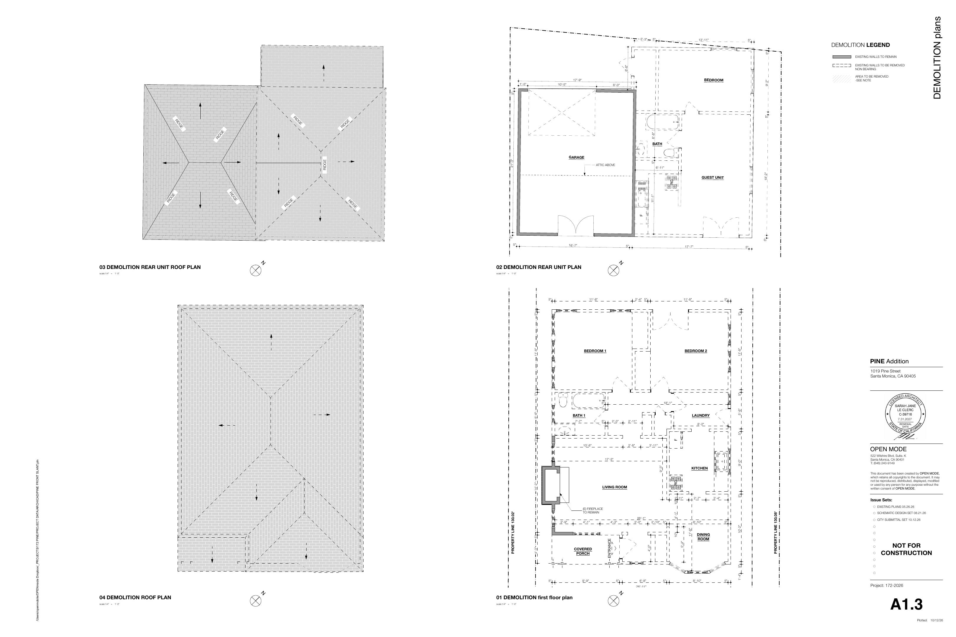 Sheet A1.3 — Demolition plans