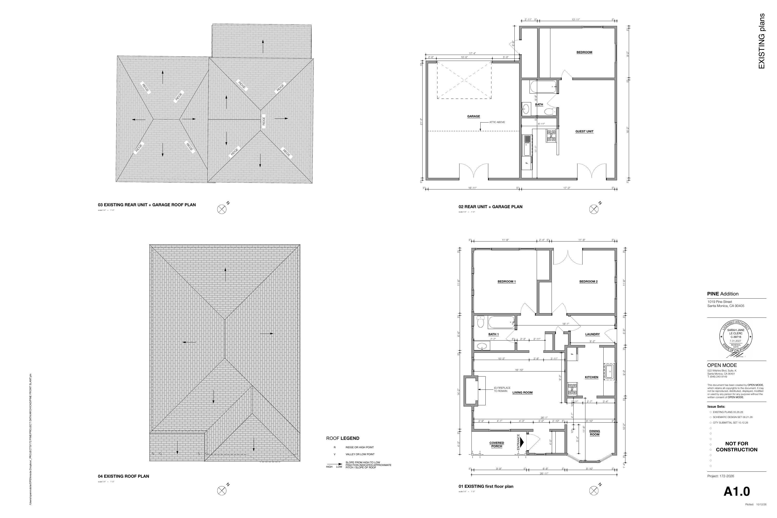 Sheet A1.0 — Existing plans
